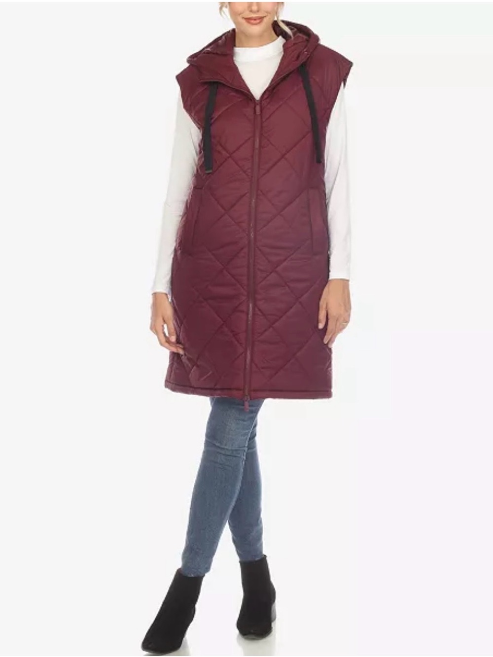 White Mark
Women's Diamond Quilted Hooded Long Puffer Vest Jacket